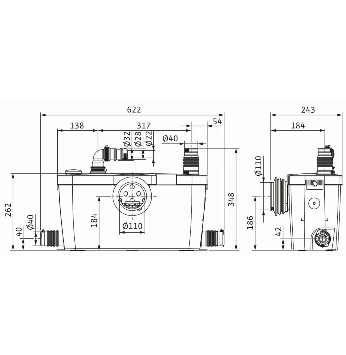 HISEWLIFT 3-35 ΑΝΤΛΙΑ ΑΚΑΘΑΡΤΩΝ / ΛΥΜΑΤΩΝ ΜΕ ΚΟΠΤΗΡΑ 0.54HP 4191677 WILO - Image 2