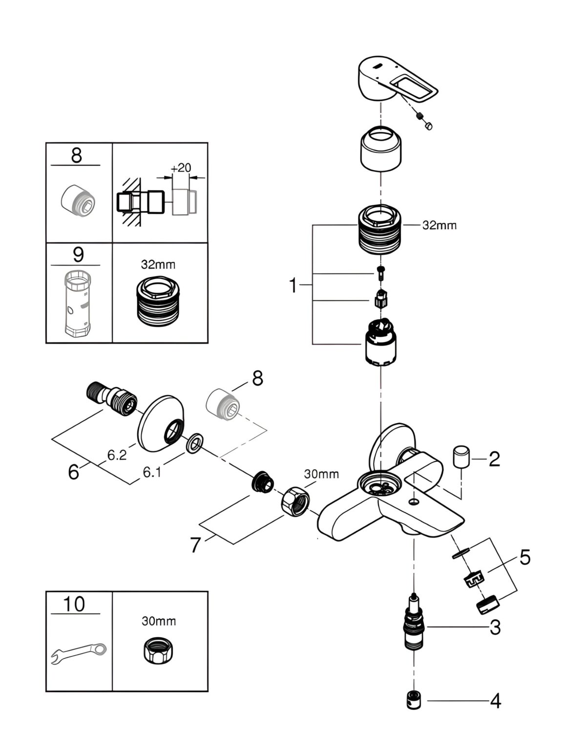 ΑΝΑΜΕΙΚΤΙΚΗ ΜΠΑΤΑΡΙΑ ΜΠΑΝΙΟΥ BAULOOP 23602001 GROHE