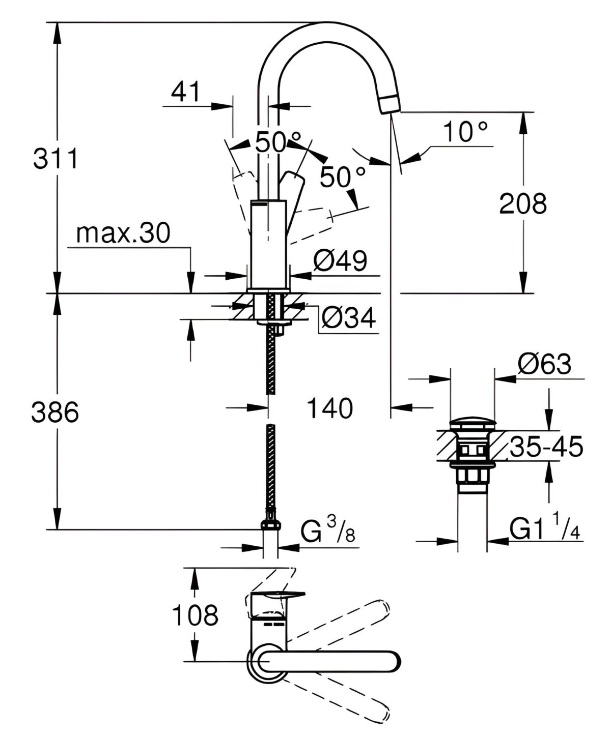 ΑΝΑΜΕΙΚΤΙΚΗ ΜΠΑΤΑΡΙΑ ΝΙΠΤΗΡΑ BAUEDGE 23911001 GROHE