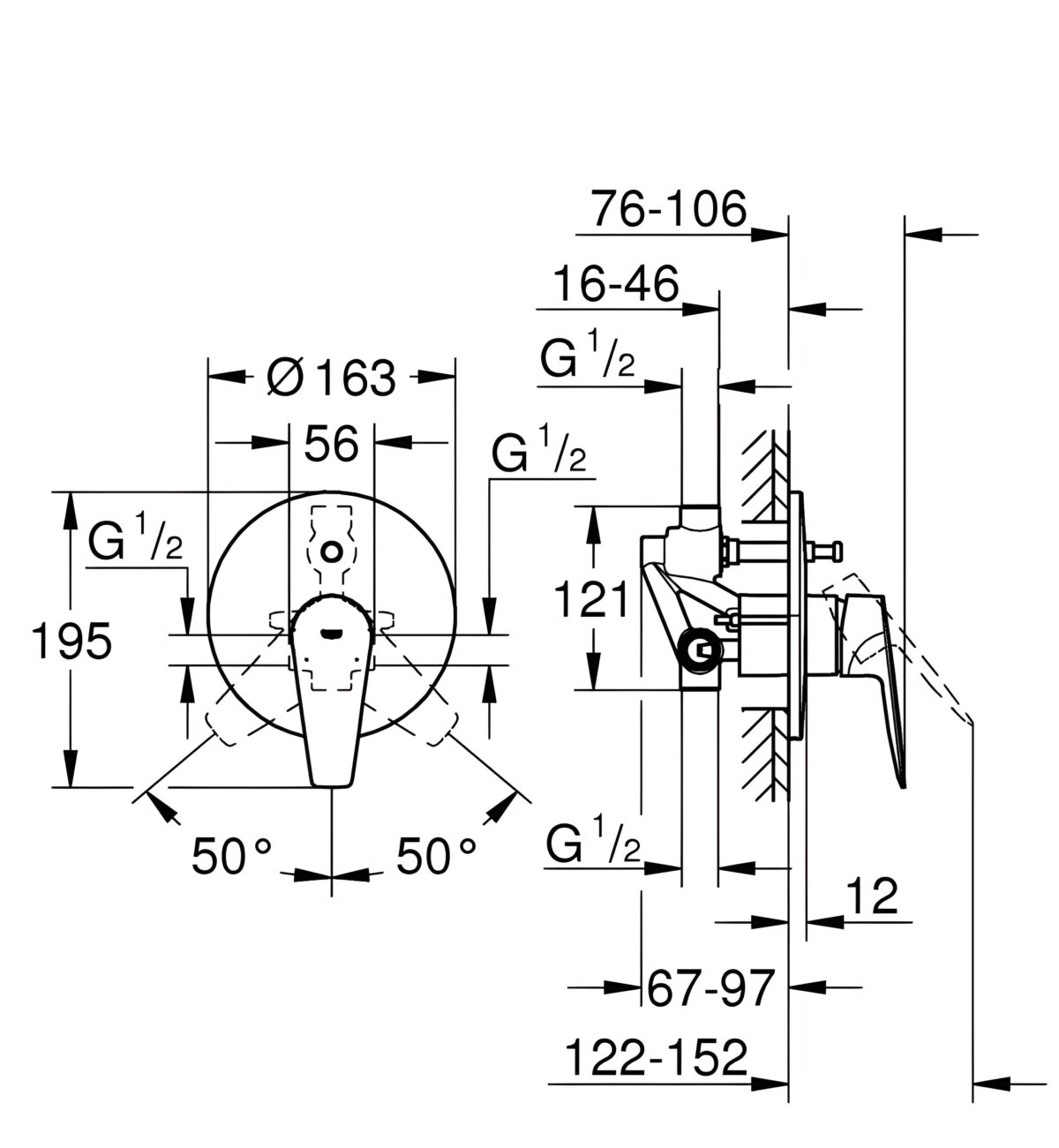 ΑΝΑΜΙΚΤΗΣ ΕΝΤΟΙΧΙΖΟΜΕΝΟΣ ΙΙ KIT BAUEDGE ΧΡΩΜΕ 29079001 GROHE