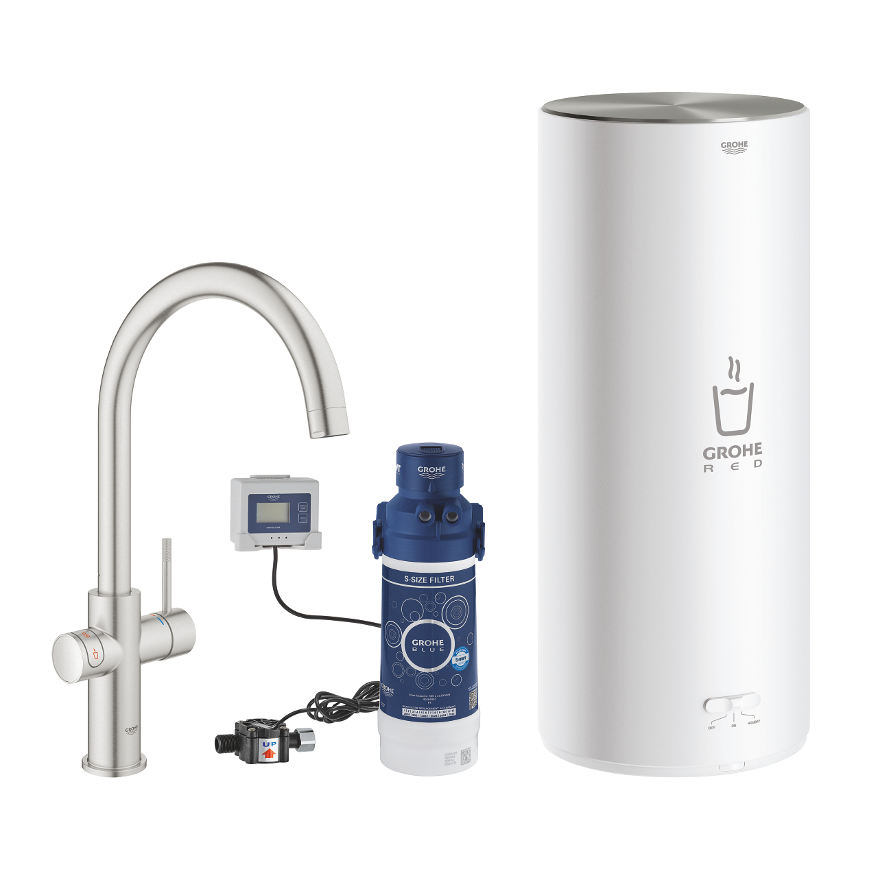 ΒΡΥΣΗ ΚΑΙ ΜΠΟΪΛΕΡ RED DUO L SIZE SUPERSTEEL C-SPOUT 30079DC1 GROHE
