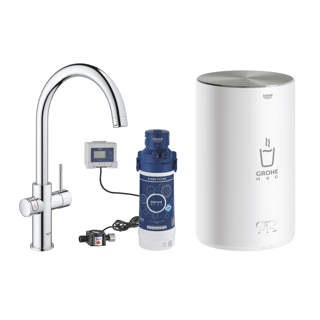 RED DUO ΒΡΥΣΗ ΚΑΙ ΜΠΟΪΛΕΡ M SIZE ΧΡΩΜΕ C-SPOUT 30083001 GROHE