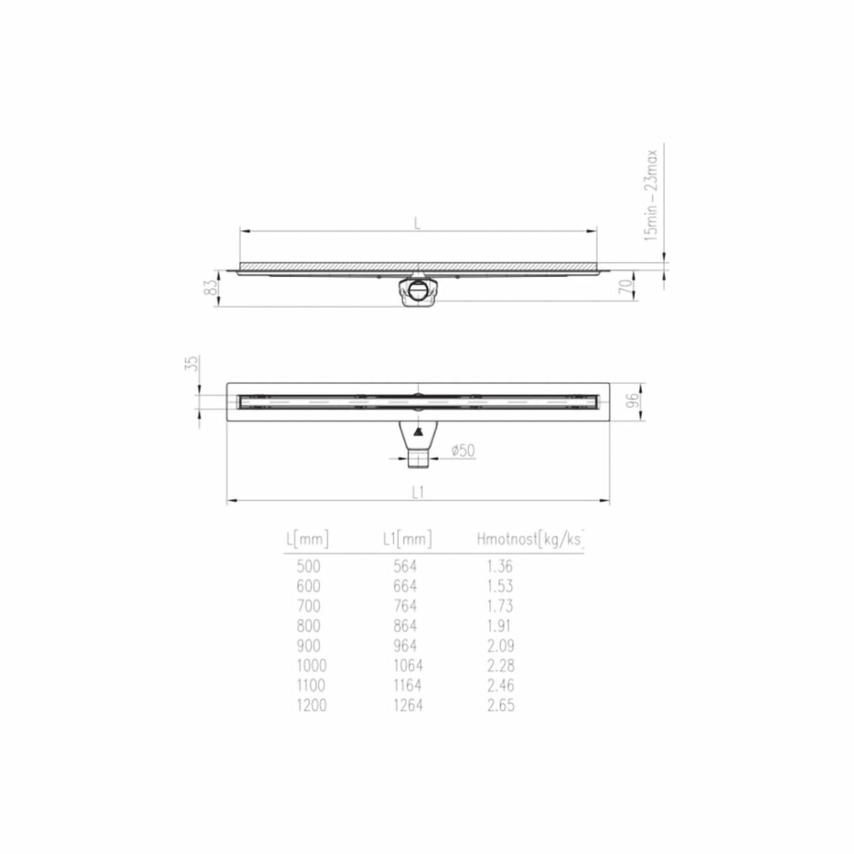 CHUDEJ DRAIN FLOOR D50 SLIM LINE