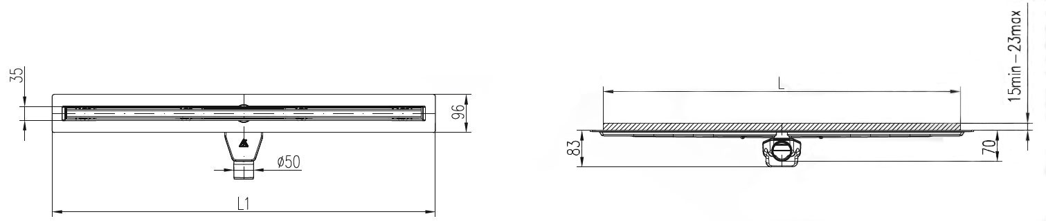 CHUDEJ DRAIN FLOOR SLIM LINE SIZE