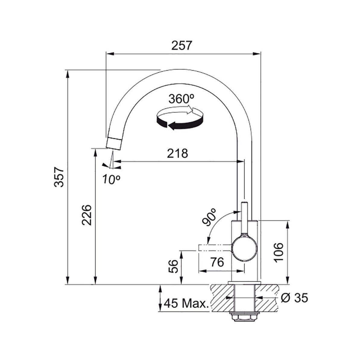 LINA XL STANDARD ΜΠΑΤΑΡΙΑ ΚΟΥΖΙΝΑΣ ΕΠΙΚΑΘΗΜΕΝΗ ΑΠΟ ΟΡΕΙΧΑΛΚΟ ΧΡΩΜΕ ΓΥΑΛΙΣΤΕΡΗ 115.0693.228 FRANKE - Image 5