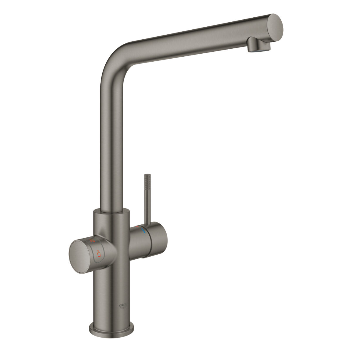 ΒΡΥΣΗ ΚΑΙ ΜΠΟΪΛΕΡ RED DUO M SIZE BRUSHED HARD GRAPHITE L-SPOUT 30327AL1 GROHE