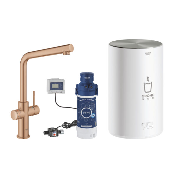 ΒΡΥΣΗ ΚΑΙ ΜΠΟΪΛΕΡ RED DUO M SIZE BRUSHED WARM SUNSET L-SPOUT 30327DL1 GROHE