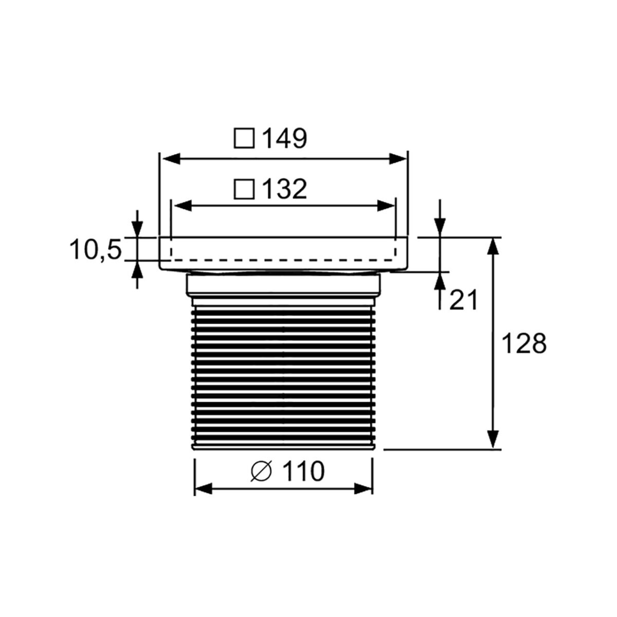 ΛΑΙΜΟΣ ΜΕ ΣΧΑΡΑΚΙ DRAINPOINT S 150 x 150 MM ΓΙΑ ΕΦΑΡΜΟΓΗ ΠΛΑΚΙΔΙΟΥ 3660011 TECE - Image 3