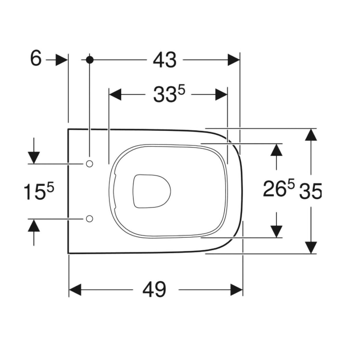 SMYLE SQUARE ΛΕΚΑΝΗ ΚΡΕΜΑΣΤΗ 49CM RIMFREE ΛΕΥΚΗ 500.379.01.1 GEBERIT - Image 2