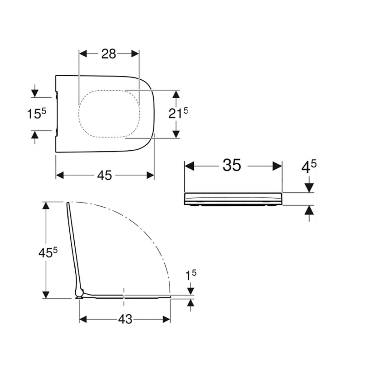SMYLE SQUARE ΚΑΠΑΚΙ ΛΕΚΑΝΗΣ SOFT CLOSE ΛΕΥΚΟ 500.688.01.1 GEBERIT - Image 2