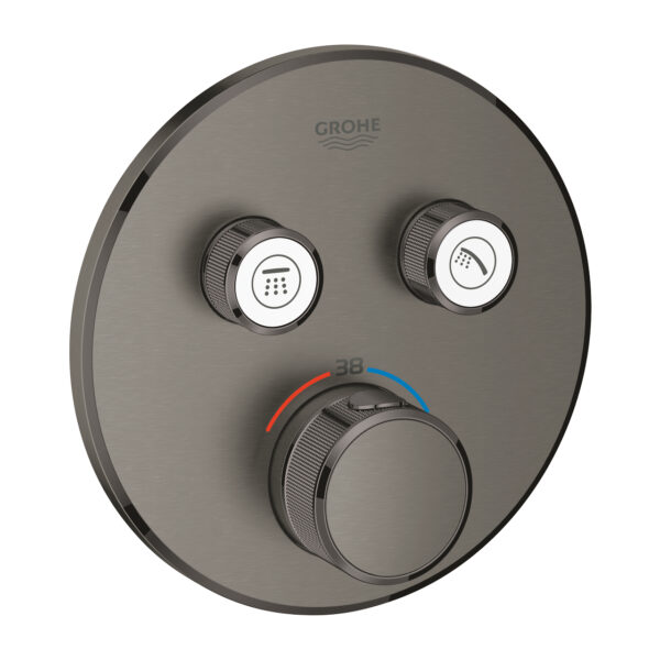 GROHTHERM SMARTCONTROL ROUND ΘΕΡΜΟΣΤΑΤΗΣ ΓΙΑ ΕΝΤΟΙΧΙΖΟΜΕΝΗ ΕΓΚΑΤΑΣΤΑΣΗ 2 ΡΟΩΝ BRUSHED HARD GRAPHITE 29119AL0 GROHE