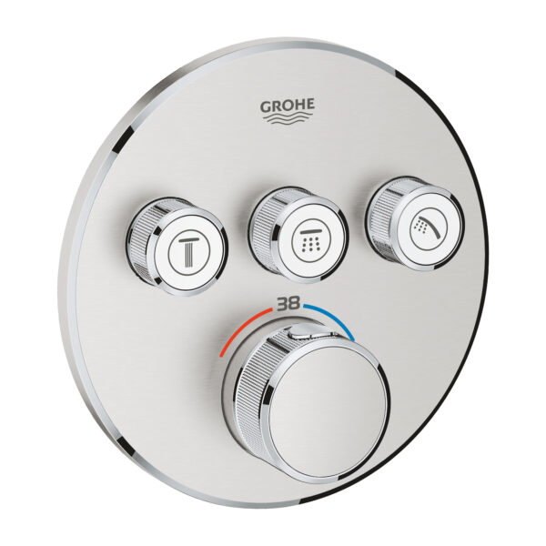 GROHTHERM SMARTCONTROL ROUND ΘΕΡΜΟΣΤΑΤΗΣ ΓΙΑ ΕΝΤΟΙΧΙΖΟΜΕΝΗ ΕΓΚΑΤΑΣΤΑΣΗ 3 ΡΟΩΝ SUPERSTEEL 29121DC0 GROHE