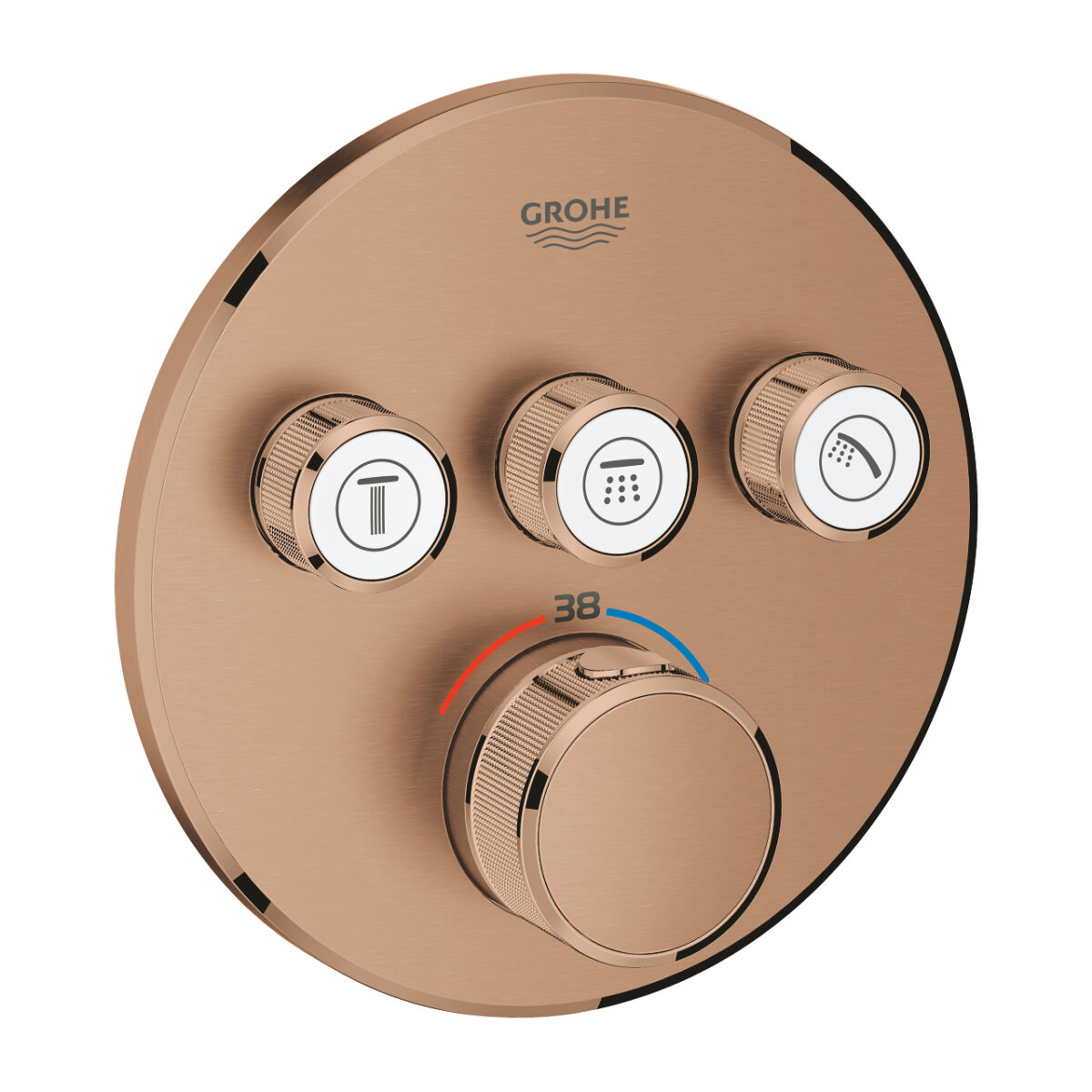 GROHTHERM SMARTCONTROL ROUND ΘΕΡΜΟΣΤΑΤΗΣ ΓΙΑ ΕΝΤΟΙΧΙΖΟΜΕΝΗ ΕΓΚΑΤΑΣΤΑΣΗ 3 ΡΟΩΝ BRUSHED WARM SUNSET 29121DL0 GROHE - Image 1