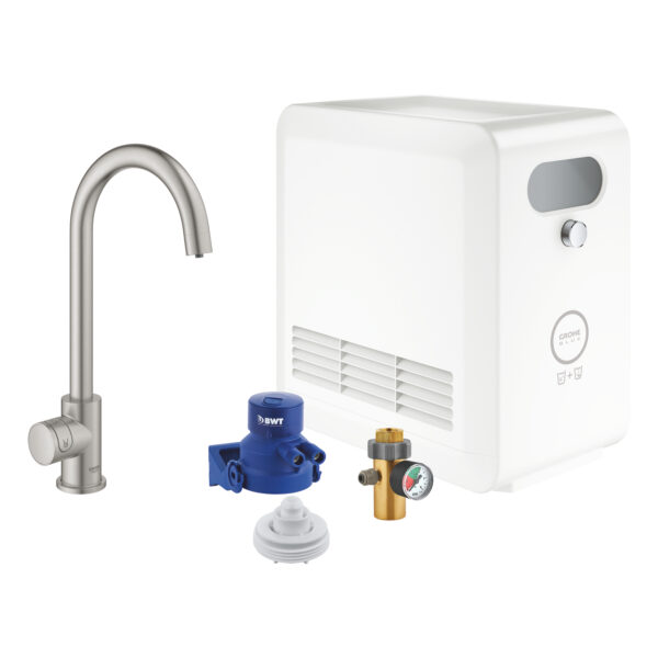 BLUE PROFESSIONAL ΚΙΤ ΕΚΡΟΗΣ C-SPOUT ΜΕ ΜΠΑΤΑΡΙΑ ΜΟΝΗΣ ΛΕΙΤΟΥΡΓΙΑΣ SUPERSTEEL 31302DC2 GROHE