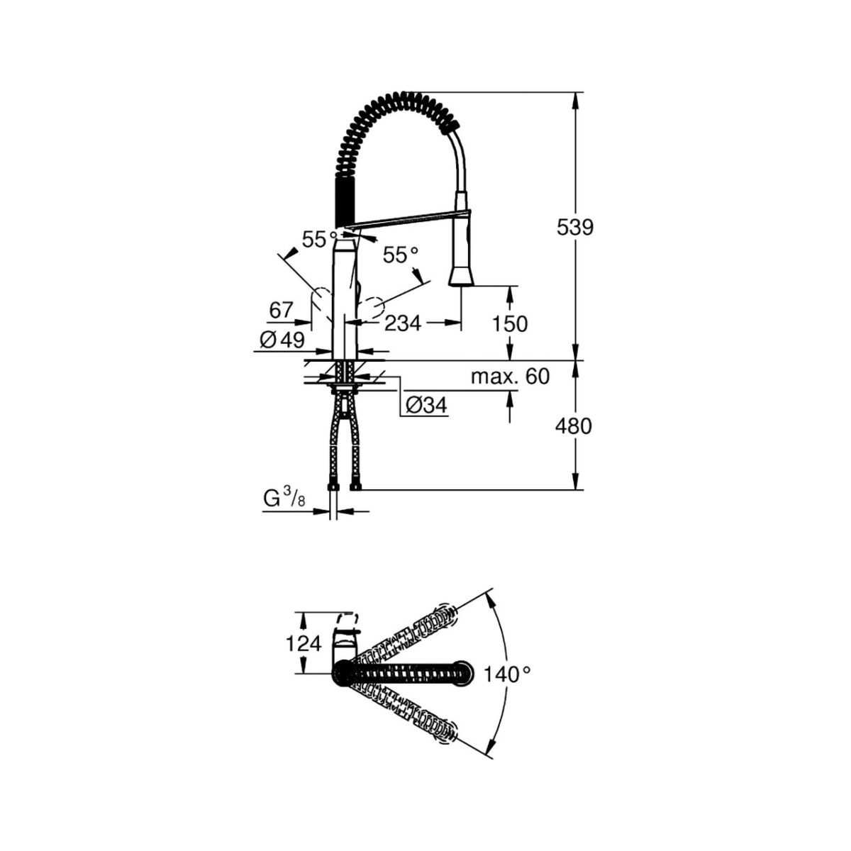 Κ7 ΜΙΚΤΗΣ ΝΕΡΟΧΥΤΗ ΜΟΝΟΥ ΜΟΧΛΟΥ 1/2″ ΧΡΩΜΕ 31379000 GROHE - Image 2
