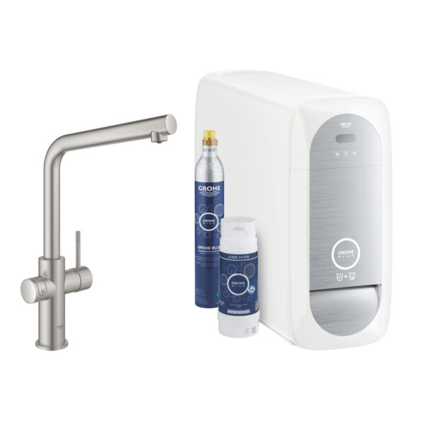 BLUE HOME ΚΙΤ ΕΚΚΙΝΗΣΗΣ ΕΚΡΟΗΣ L-SPOUT SUPERSTEEL 31454DC1 GROHE