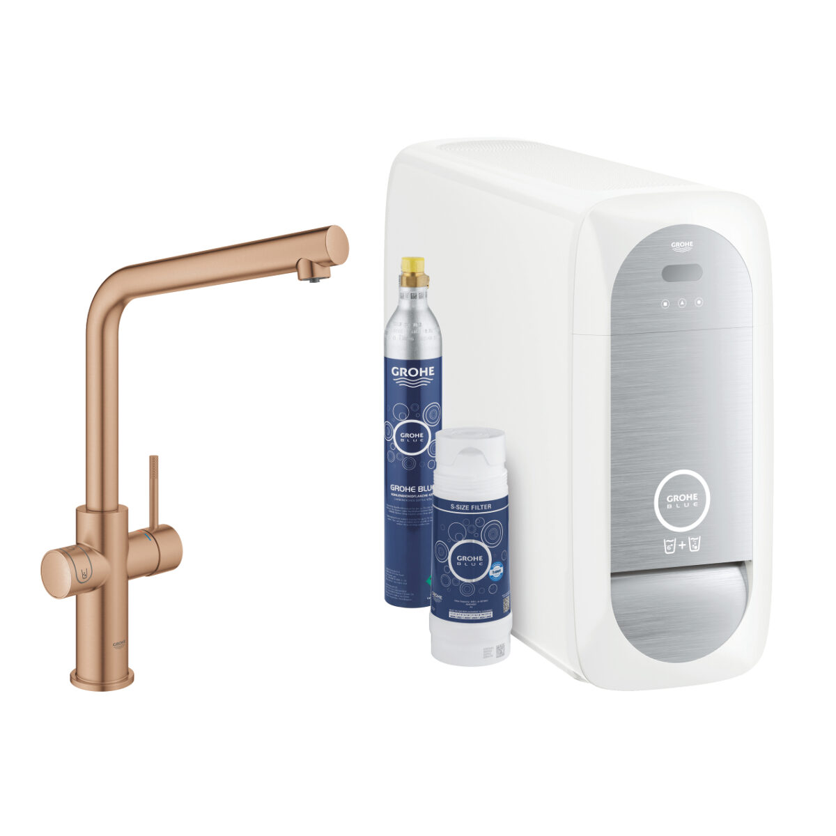 BLUE HOME ΚΙΤ ΕΚΚΙΝΗΣΗΣ ΕΚΡΟΗΣ L-SPOUT BRUSHED WARM SUNSET 31454DL1 GROHE - Image 1