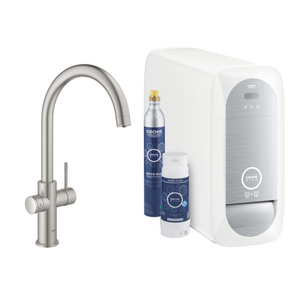 BLUE HOME ΚΙΤ ΕΚΚΙΝΗΣΗΣ ΕΚΡΟΗΣ C-SPOUT SUPERSTEEL 31455DC1 GROHE