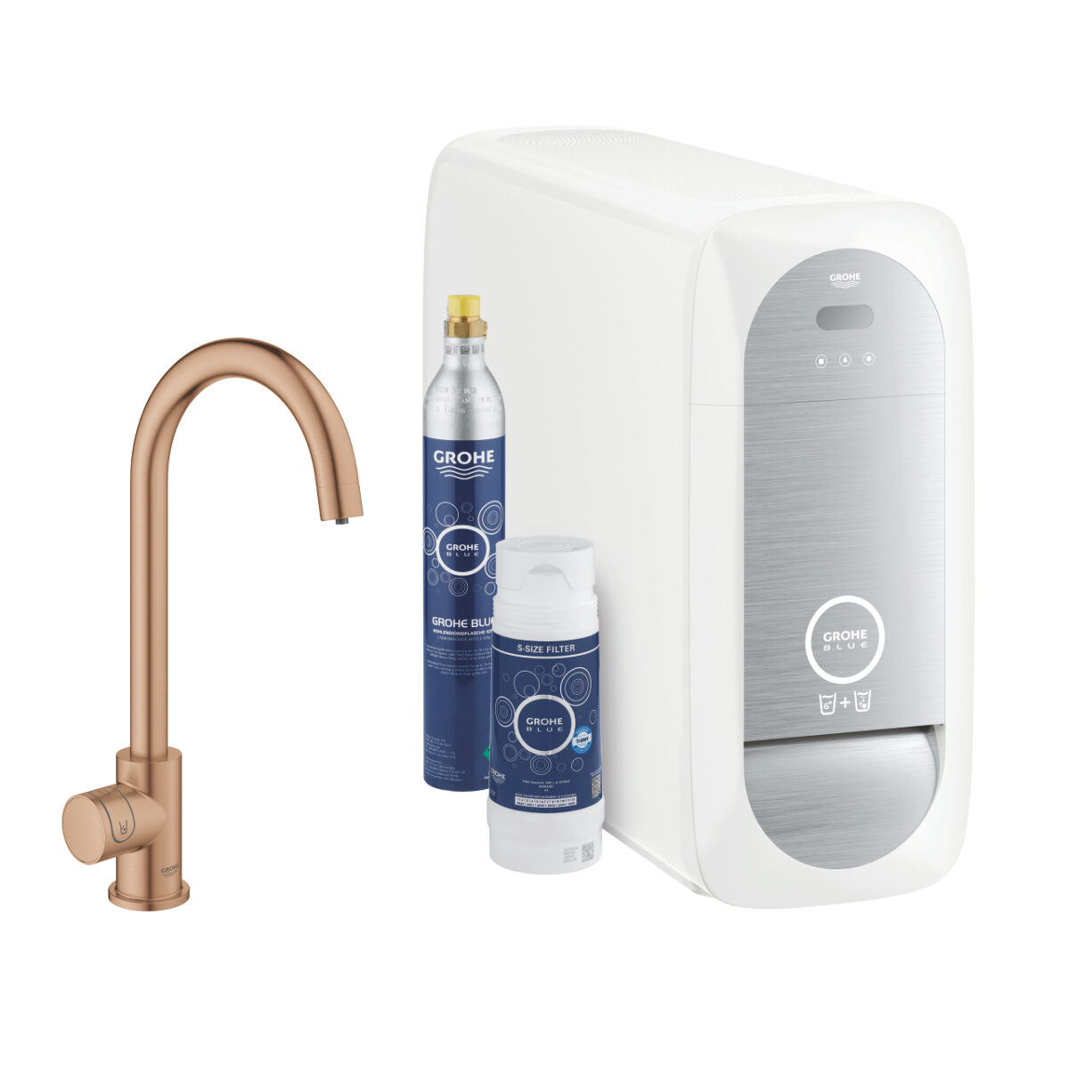 BLUE HOME ΚΙΤ ΕΚΚΙΝΗΣΗΣ ΕΚΡΟΗΣ C-SPOUT ΜΕ ΜΠΑΤΑΡΙΑ ΜΟΝΗΣ ΛΕΙΤΟΥΡΓΙΑΣ BRUSHED WARM SUNSET 31498DL1 GROHE - Image 1