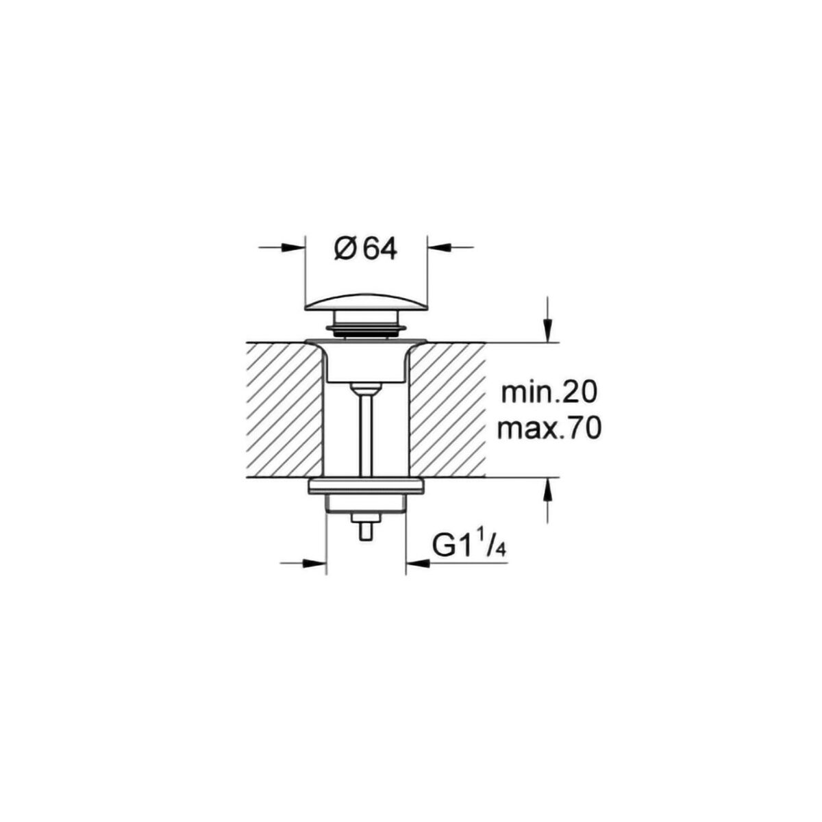 ΒΑΛΒΙΔΑ ΝΙΠΤΗΡΟΣ PUSH-OPEN ΜΑΥΡΟ ΜΑΤ 1024642430 GROHE - Image 2