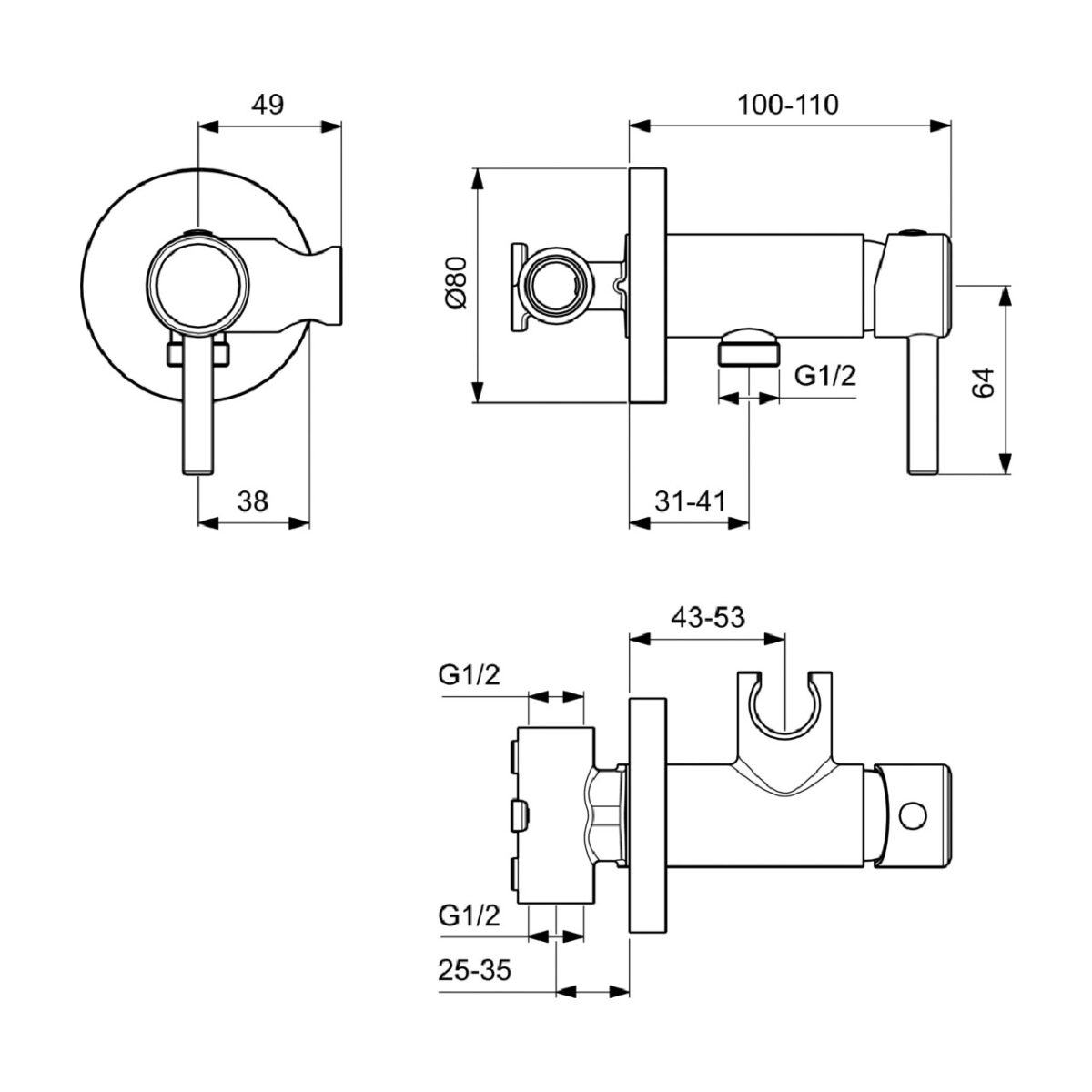 IDEALSPRAY ΕΠΙΤΟΙΧΟ ΣΕΤ ΝΤΟΥΣ BD130AA IDEAL STANDARD - Image 2