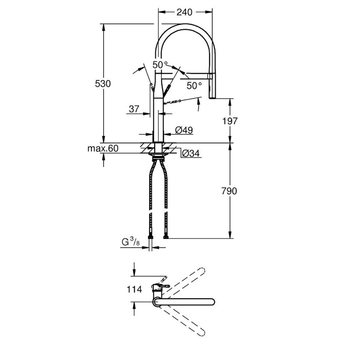 ESSENCE ΜΙΚΤΗΣ ΝΕΡΟΧΥΤΗ ΜΟΝΟΥ ΜΟΧΛΟΥ 1/2″ ΧΡΩΜΕ 30294000 GROHE - Image 2