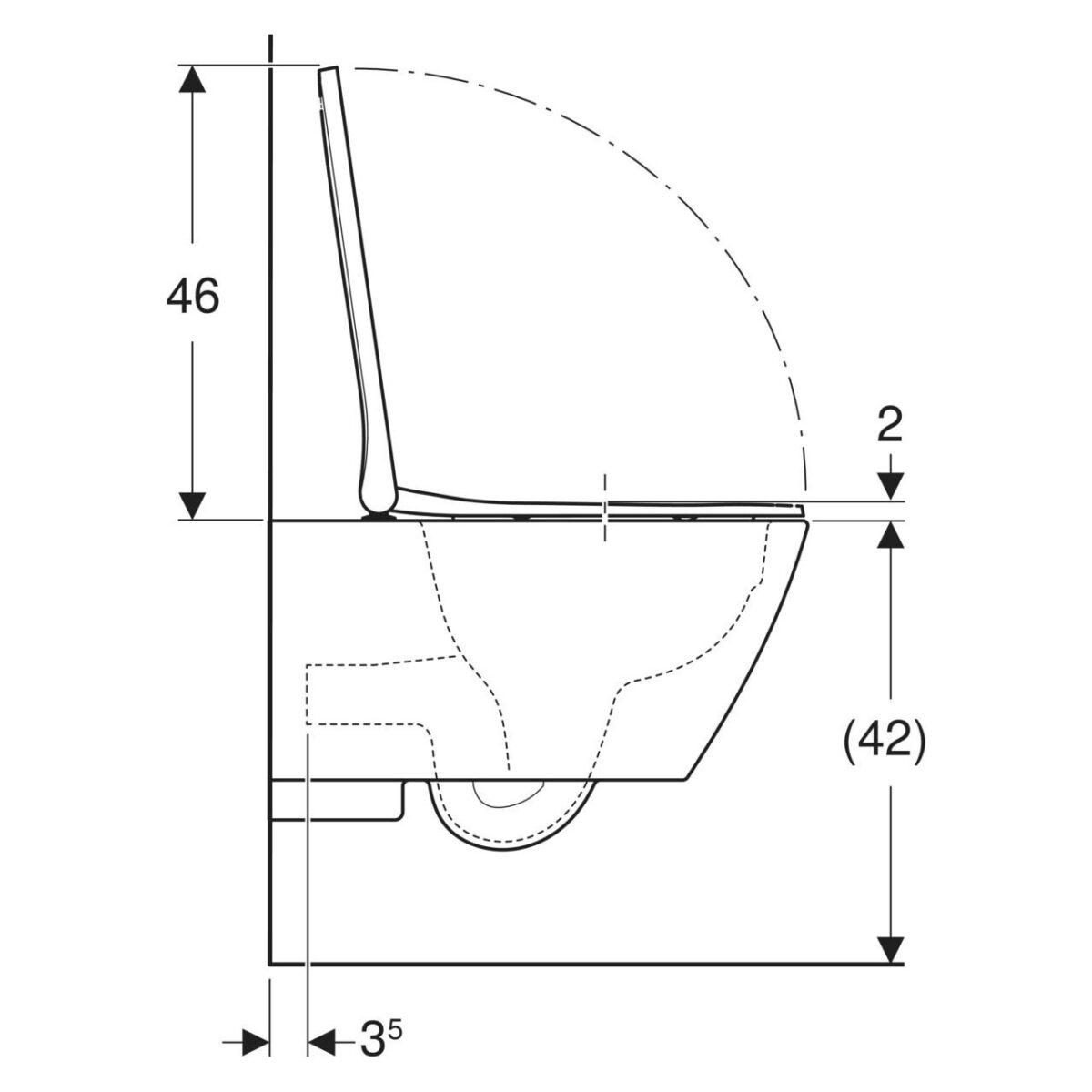 SMYLE SQUARE ΛΕΚΑΝΗ ΚΡΕΜΑΣΤΗ RIMLESS ΜΕ ΚΑΛΥΜΜΑ SOFT CLOSE ΛΕΥΚΗ 500.683.00.2 GEBERIT - Image 5