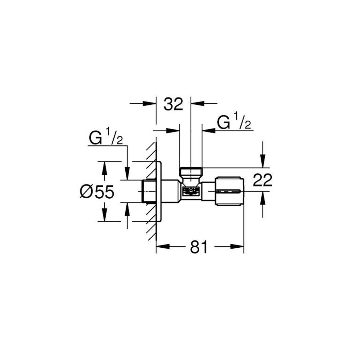 ΓΩΝΙΑΚΟΣ ΔΙΑΚΟΠΤΗΣ 1/2" SUPERSTEEL 22041DC1 GROHE - Image 2