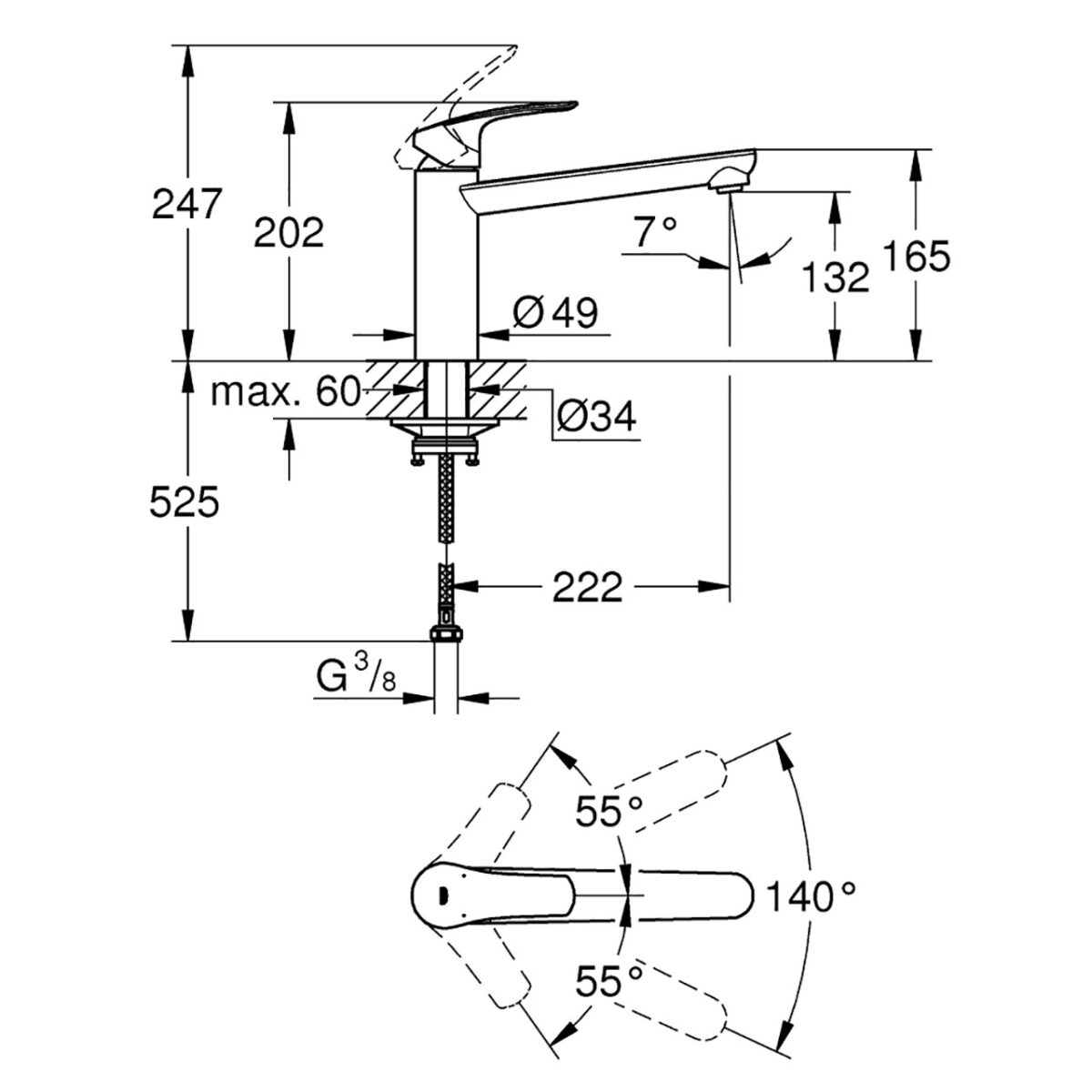 EUROSMART ΜΙΚΤΗΣ ΝΕΡΟΧΥΤΗ ΜΟΝΟΥ ΜΟΧΛΟΥ 1/2″ ΧΡΩΜΕ 30463000 GROHE - Image 2