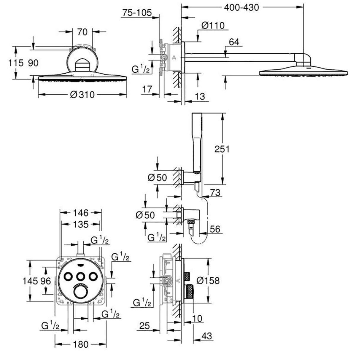 GROHTHERM SMARTCONTROL ΣΕΤ ΕΝΤΟΙΧΙΣΜΟΥ ROUND 34709000 GROHE - Image 2