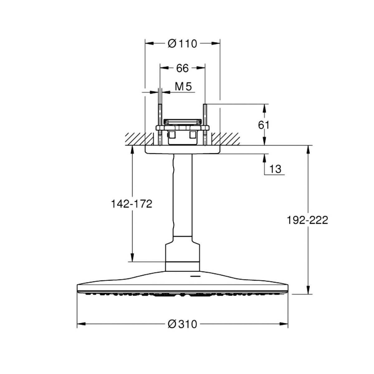 RAINSHOWER SMARTACTIVE 310 ΣΕΤ ΚΕΦΑΛΗΣ ΝΤΟΥZ 142ΜΜ 26477DA0 GROHE - Image 2