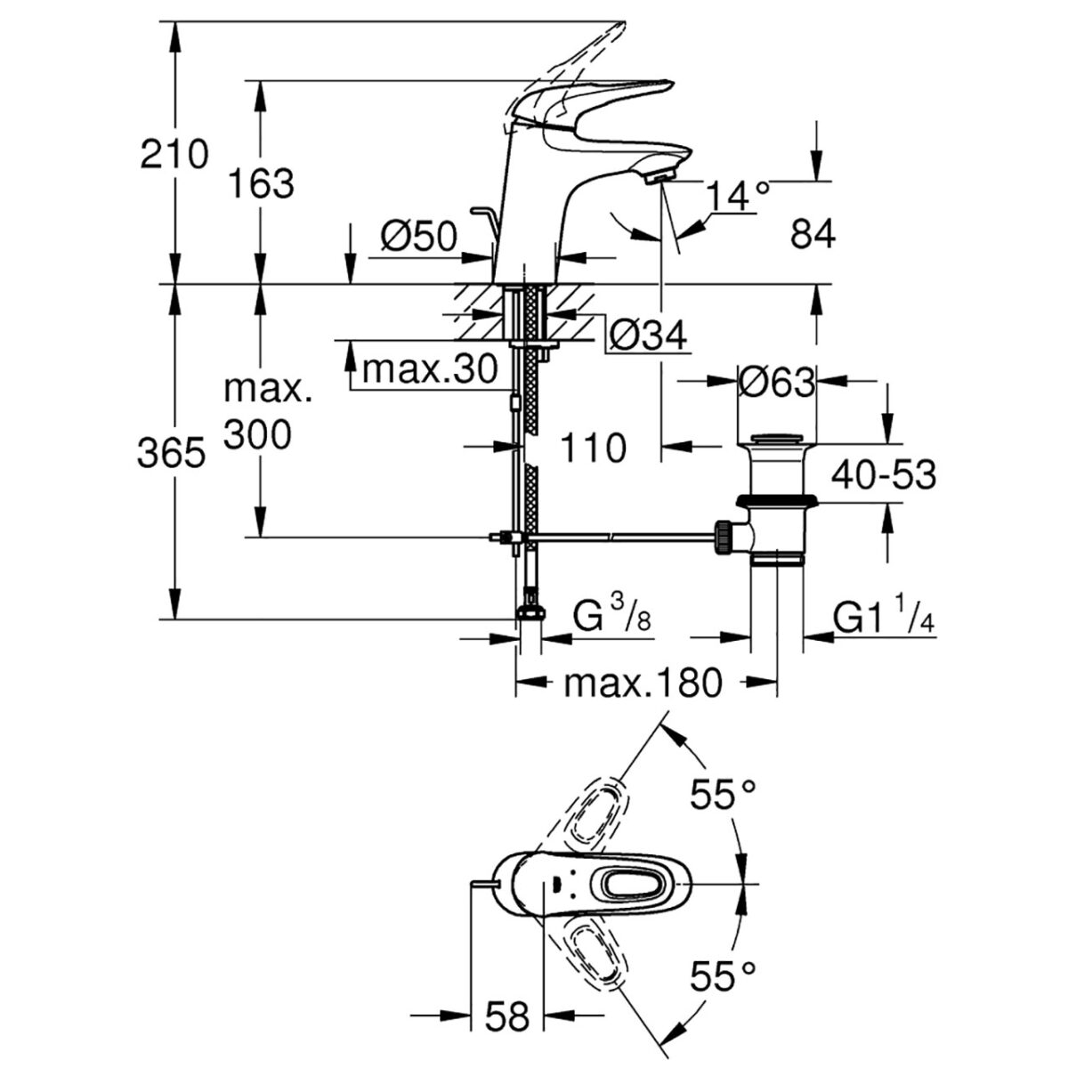 ΜΠΑΤΑΡΙΑ ΝΙΠΤΗΡΑ ΜΟΝΟΥ ΜΟΧΛΟΥ EUROSTYLE 1/2″ S-ΜΕΓΕΘΟΣ ΧΡΩΜΕ 33558003 GROHE - Image 2