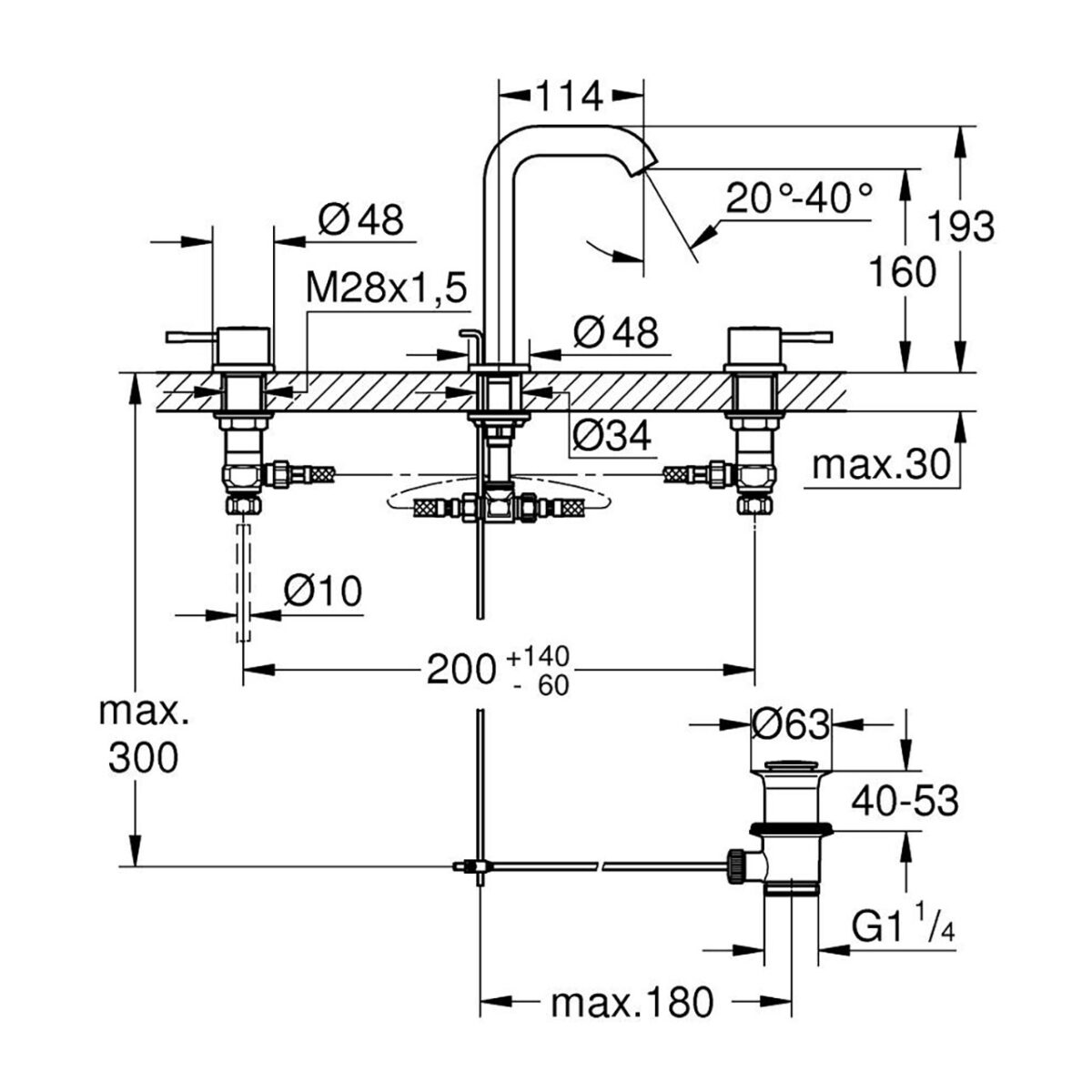ESSENCE ΜΙΚΤΗΣ ΝΙΠΤΗΡΑ 3 ΟΠΩΝ M-ΜΕΓΕΘΟΣ 1/2" ΧΡΩΜΕ 20296001 GROHE - Image 2