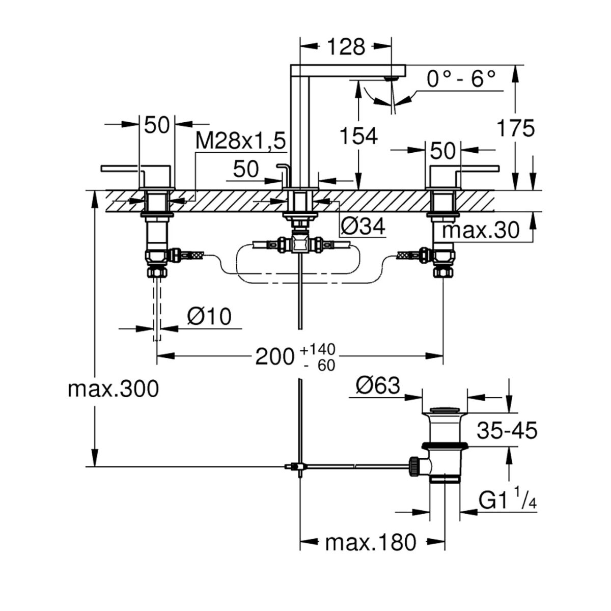 GROHE PLUS ΜΙΚΤΗΣ ΝΙΠΤΗΡΑ 3 ΟΠΩΝ M-ΜΕΓΕΘΟΣ 1/2" ΧΡΩΜΕ 20301003 GROHE - Image 2