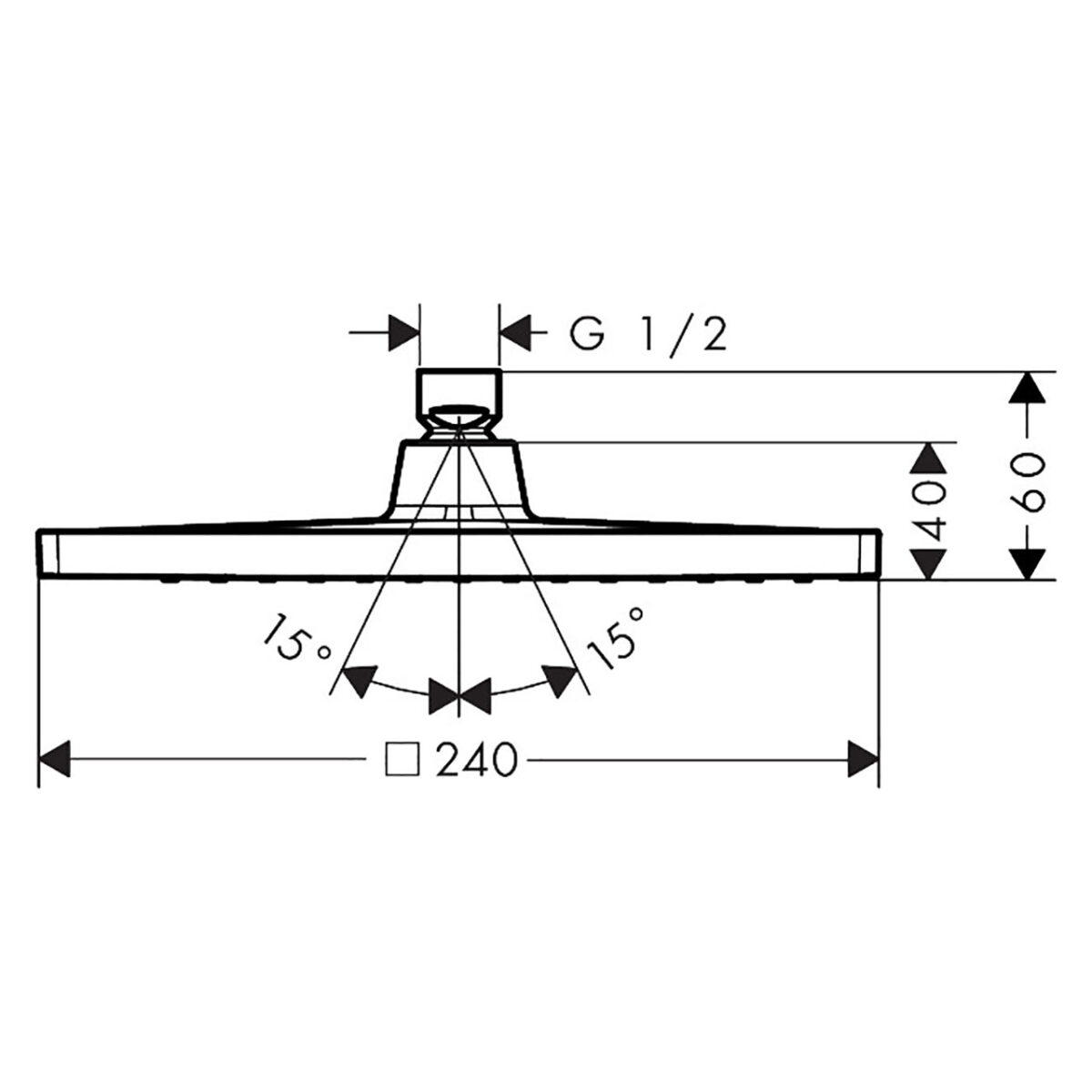 CROMETTA E 240 X 240 ΝΤΟΥΖ ΟΡΟΦΗΣ ΧΡΩΜΕ 26726000 HANSGROHE - Image 2