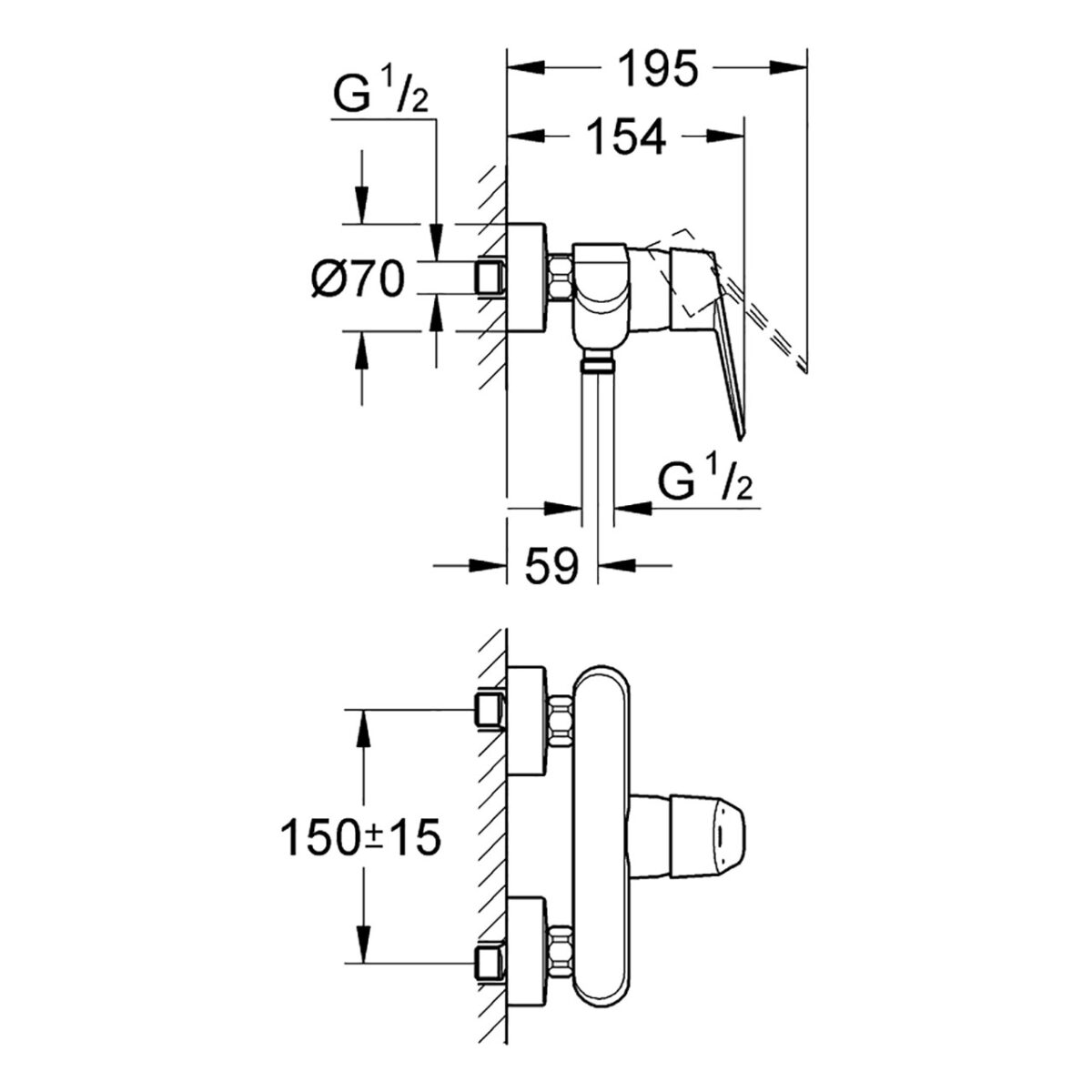 EURODISC COSMOPOLITAN ΜΙΚΤΗΣ ΝΤΟΥΣ ΜΕ ΕΝΑ ΜΟΧΛΟ 1/2″ ΧΡΩΜΕ 33569002 GROHE - Image 2