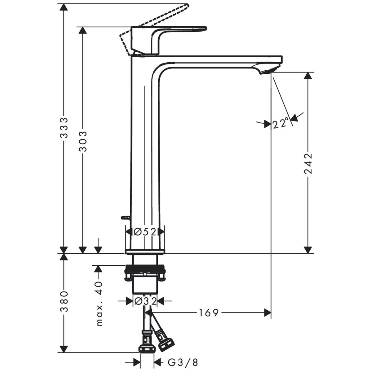 REBRIS S ΜΠΑΤΑΡΙΑ ΝΙΠΤΗΡΑ ΜΕ ΕΝΑ ΜΟΧΛΟ 240 COOLSTART 72580000 HANSGROHE - Image 2