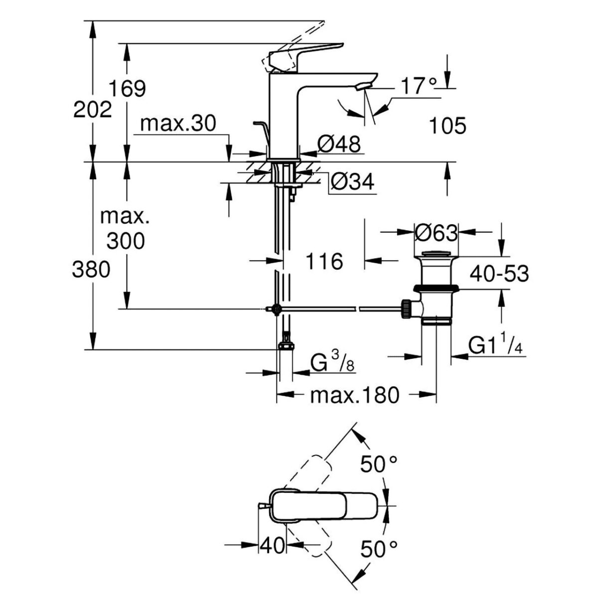 CUBEO ΜΙΚΤΗΣ ΝΙΠΤΗΡΑ Μ-ΜΕΓΕΘΟΣ 1/2″ ΧΡΩΜΕ 1017490000 GROHE - Image 2