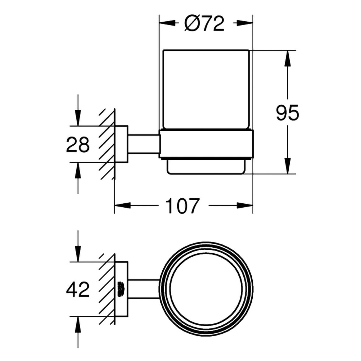 ESSENTIALS CUBE ΚΡΥΣΤΑΛΛΙΝΟ ΠΟΤΗΡΙ ΜΕ ΣΤΗΡΙΓΜΑ ΧΡΩΜΕ 40755001 GROHE - Image 2