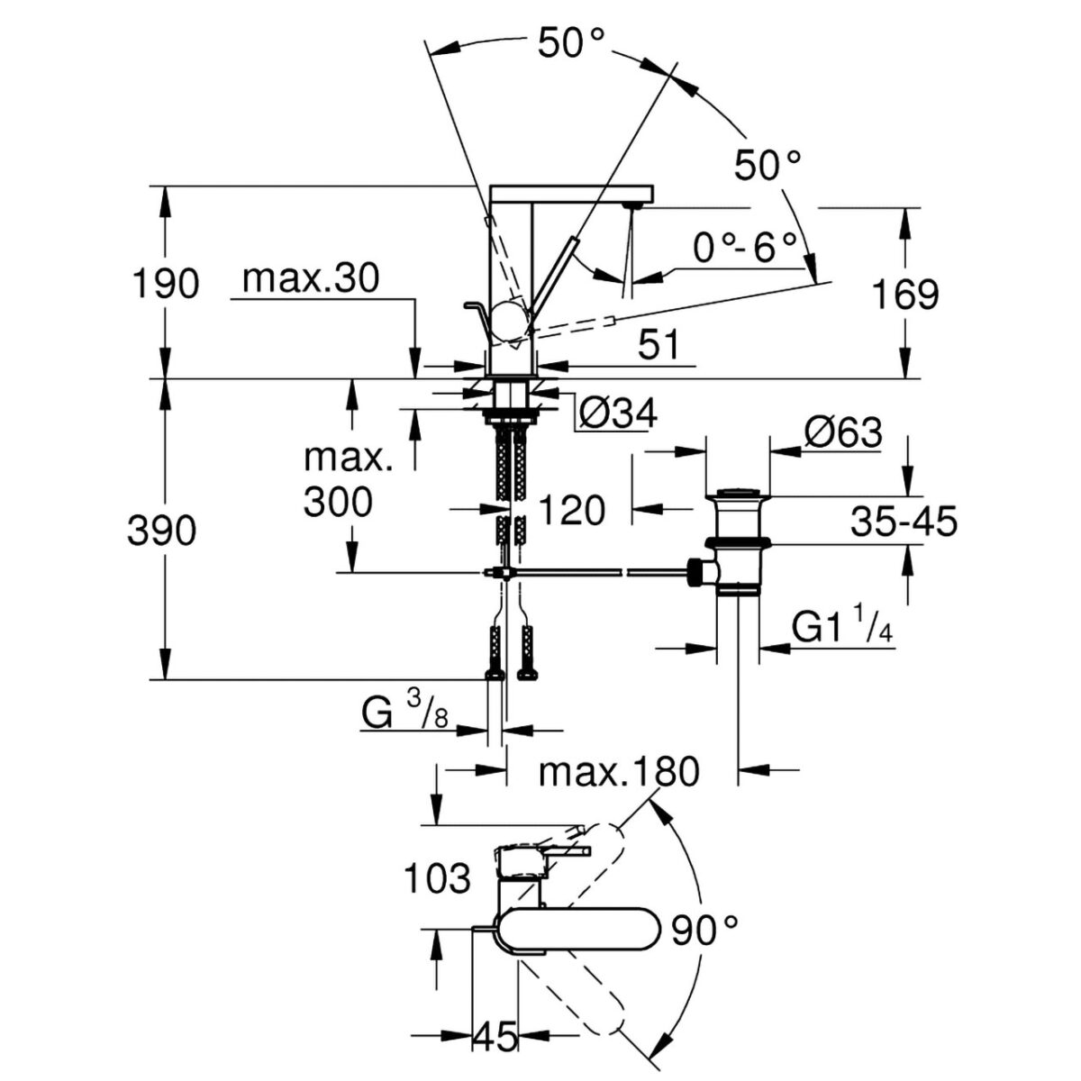 GROHE PLUS ΜΠΑΤΑΡΙΑ ΝΙΠΤΗΡΑ 1/2” ΜΟΝΟΥ ΜΟΧΛΟΥ M-ΜΕΓΕΘΟΣ ΧΡΩΜΕ 23871003 GROHE - Image 2